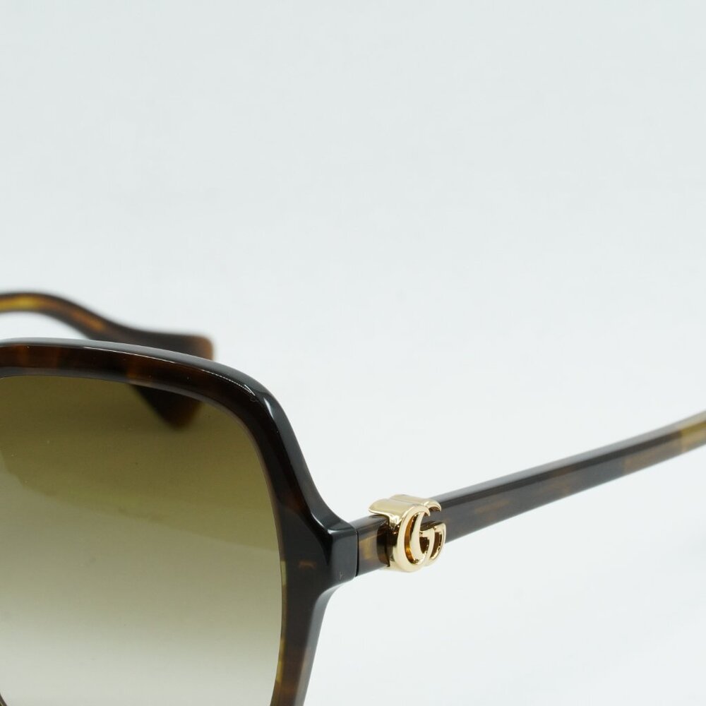 Gucci GG1072S 002 Sunglasses Dark Havana Square Frame, Brown Gradient Lenses - Picture 4 of 9